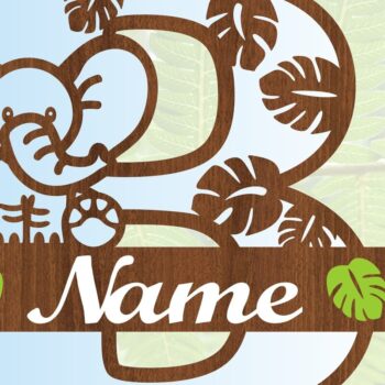 Intra απο ξύλο plywood 3mm-4mm πάχος - Μονόγραμμα με κεφαλαίο ελέφαντα Γράμμα B Δίασταση 30x20 cm INTRAFABR-73247992 - Image 3