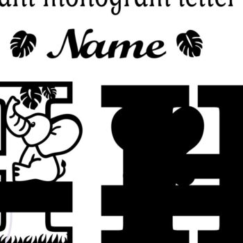 Intra απο ξύλο plywood 3mm-4mm πάχος - Μονόγραμμα με κεφαλαίο ελέφαντα Γράμμα H Δίασταση 30x20 cm INTRAFABR-73248479 - Image 2
