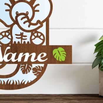 Intra απο ξύλο plywood 3mm-4mm πάχος - Μονόγραμμα με κεφαλαίο ελέφαντα Γράμμα J Δίασταση 30x20 cm INTRAFABR-73248520 - Image 1