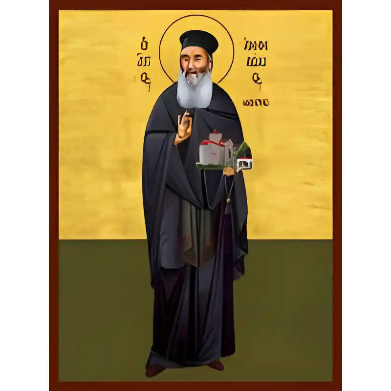 Εικόνα Ορθοδοξίας με περίγραμμα χρυσό σε ξύλο Φλαμουρίας  με  βάση Εικόνα ΑΓΙΟΣ ΑΜΦΙΛΟΧΙΟΣ ΜΑΚΡΗΣ, ΙΔΡΥΤΗΣ ΤΗΣ ΕΝ ΠΑΤΜΩ ΙΕΡΑΣ ΜΟΝΗΣ ΕΥΑΓΓΕΛΙΣΜΟΥ ΜΗΤΡΟΣ ΗΓΑΠΗΜΕΝΟΥ, ΟΛΟΣΩΜΟΣ Χειροποίητη Ελληνορθόδοξη εικόνα του Ιησού Χριστού, Κρεμαστή πλάκα βυζαντινής τέχνης, χριστιανική τέχνη Διάσταση 40x30 cm (10,2x7,9 ίντσες)  INTRAEK-1447757865105