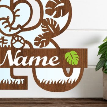 Intra απο ξύλο plywood 3mm-4mm πάχος - Μονόγραμμα με κεφαλαίο ελέφαντα Γράμμα R Δίασταση 30x20 cm INTRAFABR-73248716 - Image 1