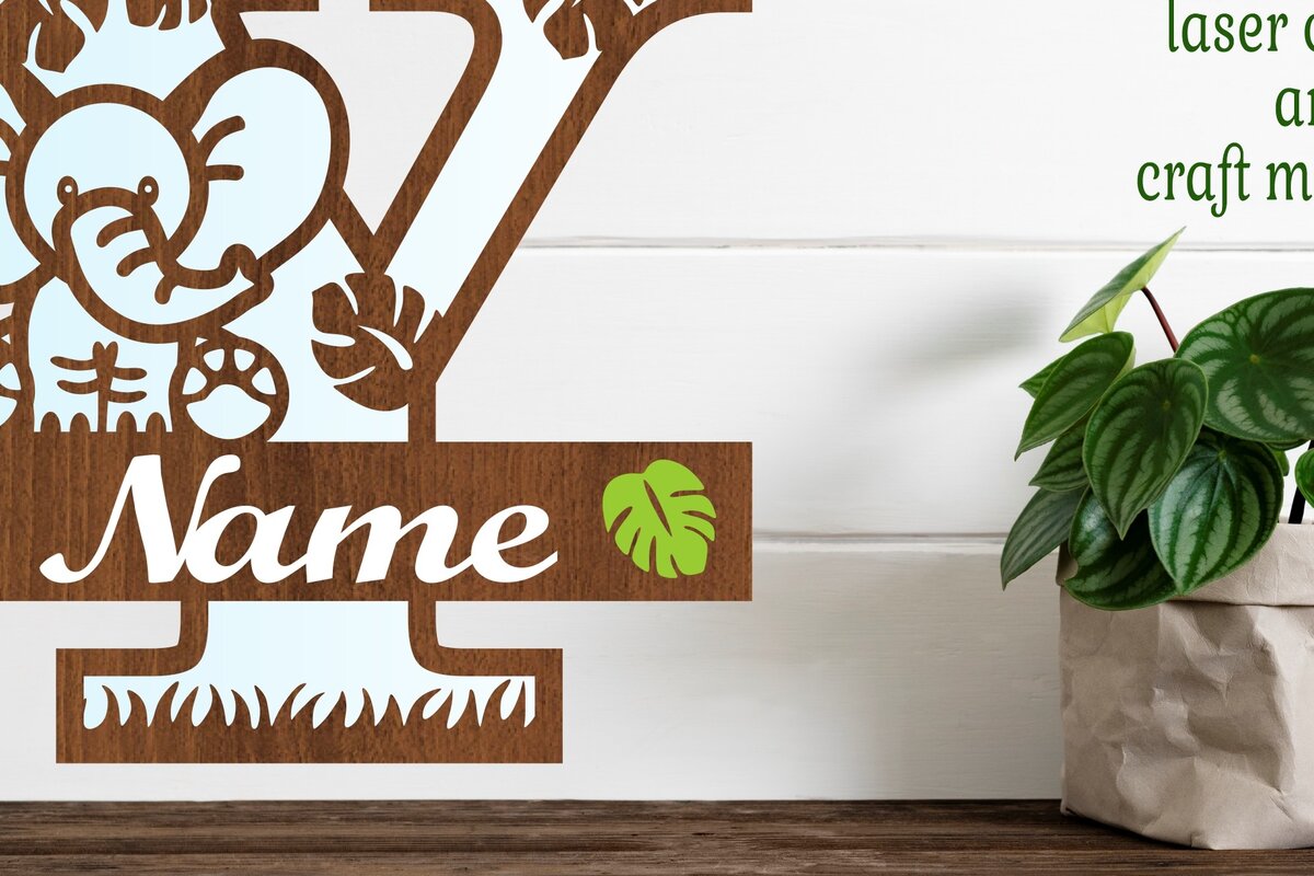 Intra απο ξύλο plywood 3mm-4mm πάχος - Μονόγραμμα με κεφαλαίο ελέφαντα Γράμμα Y  Δίασταση 30x20 cm INTRAFABR-73248850