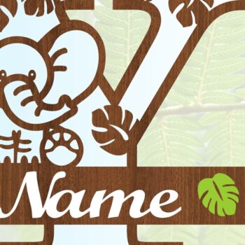 Intra απο ξύλο plywood 3mm-4mm πάχος - Μονόγραμμα με κεφαλαίο ελέφαντα Γράμμα Y  Δίασταση 30x20 cm INTRAFABR-73248850 - Image 3