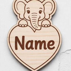 Intra απο ξύλο plywood 3mm-4mm πάχος - Elephant Heart Name Keychain  Δίασταση 4x4 cm INTRAFABR-122896077