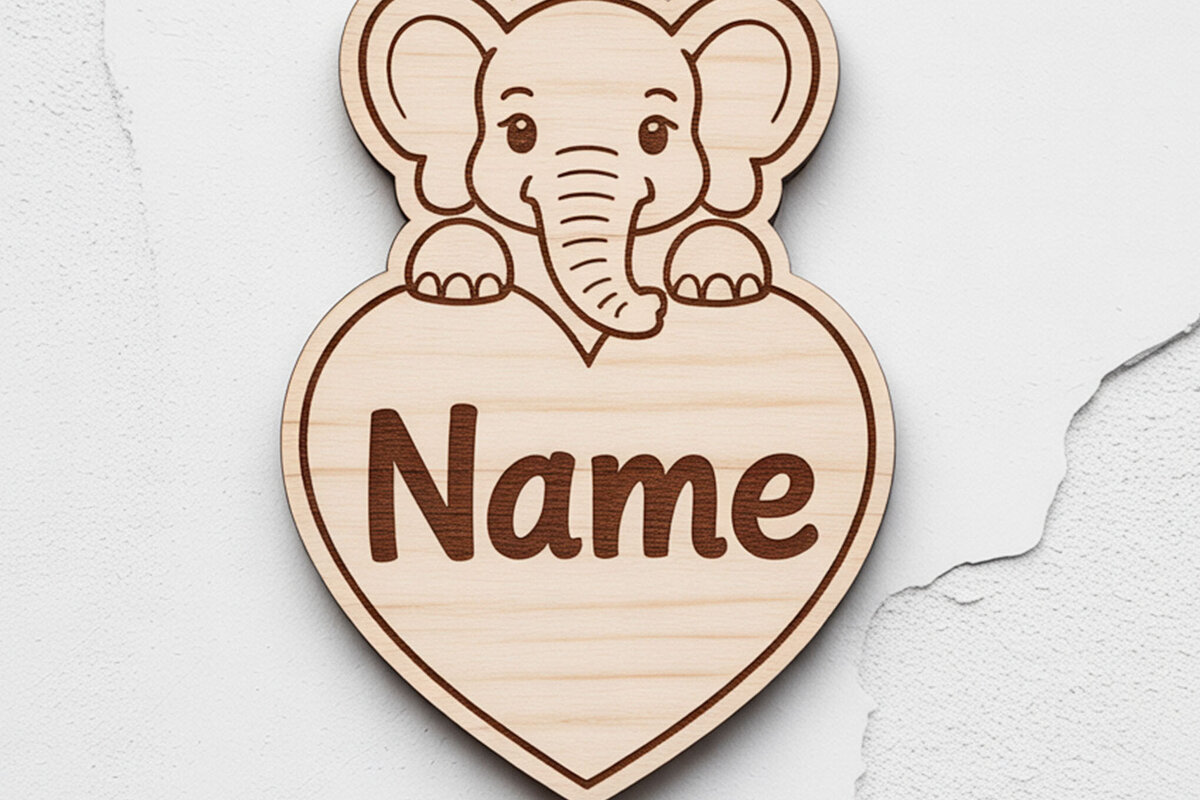 Intra απο ξύλο plywood 3mm-4mm πάχος - Elephant Heart Name Keychain  Δίασταση 4x4 cm INTRAFABR-122896077