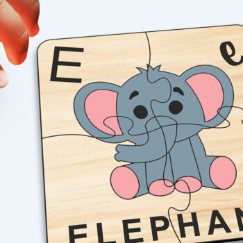 Intra απο ξύλο plywood 3mm-4mm πάχος - Elephant Kid Puzzle Baby Παιχνίδι Child Play Δίασταση 20x20 cm INTRAFABR-117283220 - Image 1