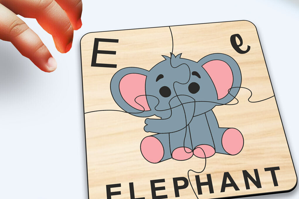 Intra απο ξύλο plywood 3mm-4mm πάχος - Elephant Kid Puzzle Baby Παιχνίδι Child Play Δίασταση 20x20 cm INTRAFABR-117283220