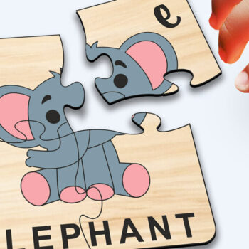 Intra απο ξύλο plywood 3mm-4mm πάχος - Elephant Kid Puzzle Baby Παιχνίδι Child Play Δίασταση 20x20 cm INTRAFABR-117283220 - Image 2