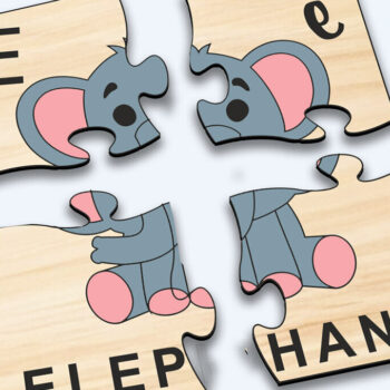 Intra απο ξύλο plywood 3mm-4mm πάχος - Elephant Kid Puzzle Baby Παιχνίδι Child Play Δίασταση 20x20 cm INTRAFABR-117283220 - Image 3