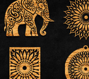 Intra απο ξύλο plywood 3mm-4mm πάχος - Elephant Mandala|Διακόσμηση τοίχου Mandala  Δίασταση 30x30 cm INTRAFABR-109147195