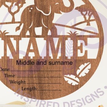 Intra απο ξύλο plywood 3mm-4mm πάχος - Στατιστικά νεογέννητου μωρού ελέφαντα, σημάδι γέννησης Δίασταση 30x20 cm INTRAFABR-108979486 - Image 1