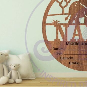 Intra απο ξύλο plywood 3mm-4mm πάχος - Στατιστικά νεογέννητου μωρού ελέφαντα, σημάδι γέννησης Δίασταση 30x20 cm INTRAFABR-108979486 - Image 3