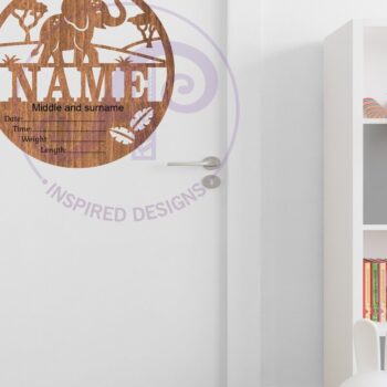 Intra απο ξύλο plywood 3mm-4mm πάχος - Στατιστικά νεογέννητου μωρού ελέφαντα, σημάδι γέννησης Δίασταση 30x20 cm INTRAFABR-108979486 - Image 4