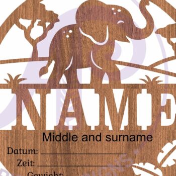 Intra απο ξύλο plywood 3mm-4mm πάχος - Στατιστικά νεογέννητου μωρού ελέφαντα, σημάδι γέννησης Δίασταση 30x20 cm INTRAFABR-108979486 - Image 5