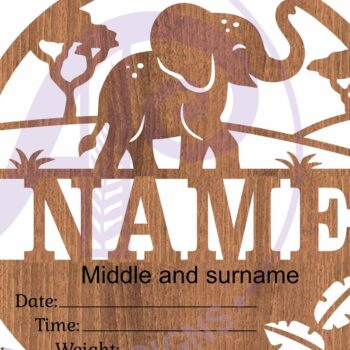 Intra απο ξύλο plywood 3mm-4mm πάχος - Στατιστικά νεογέννητου μωρού ελέφαντα, σημάδι γέννησης Δίασταση 30x20 cm INTRAFABR-108979486 - Image 6