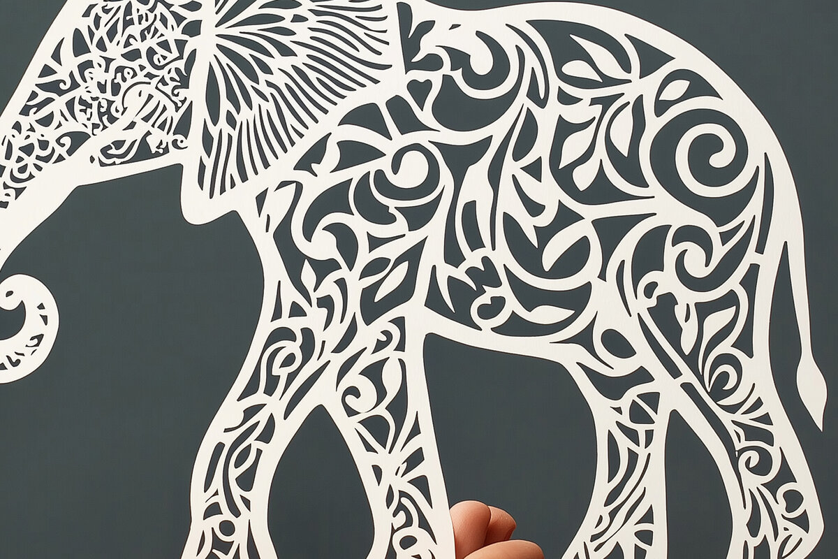 Intra απο ξύλο plywood 3mm-4mm πάχος - Πρότυπο κοπής με λέιζερ κοπής χαρτιού ελέφαντα Δίασταση 10x15 cm INTRAFABR-104288258