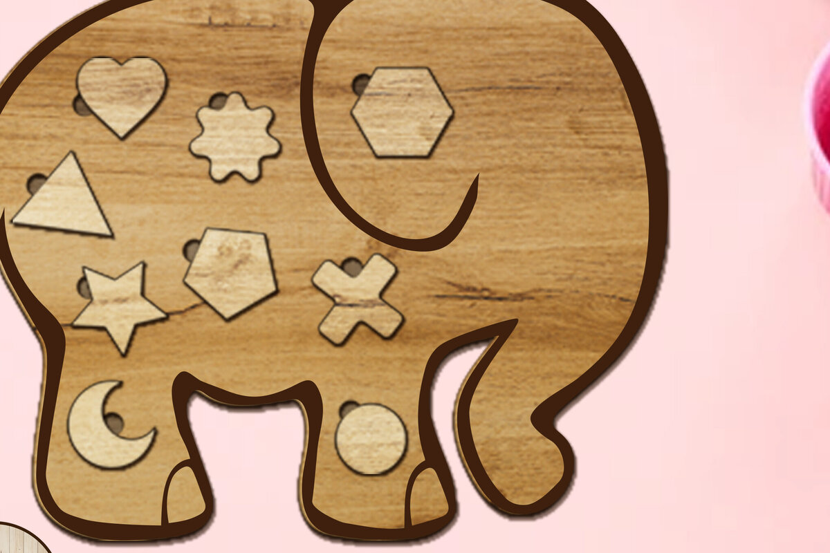 Intra απο ξύλο plywood 3mm-4mm πάχος - Elephant Puzzle για παιδιά, Αρχεία με στρώσεις Δίασταση 10x12 cm INTRAFABR-88149316