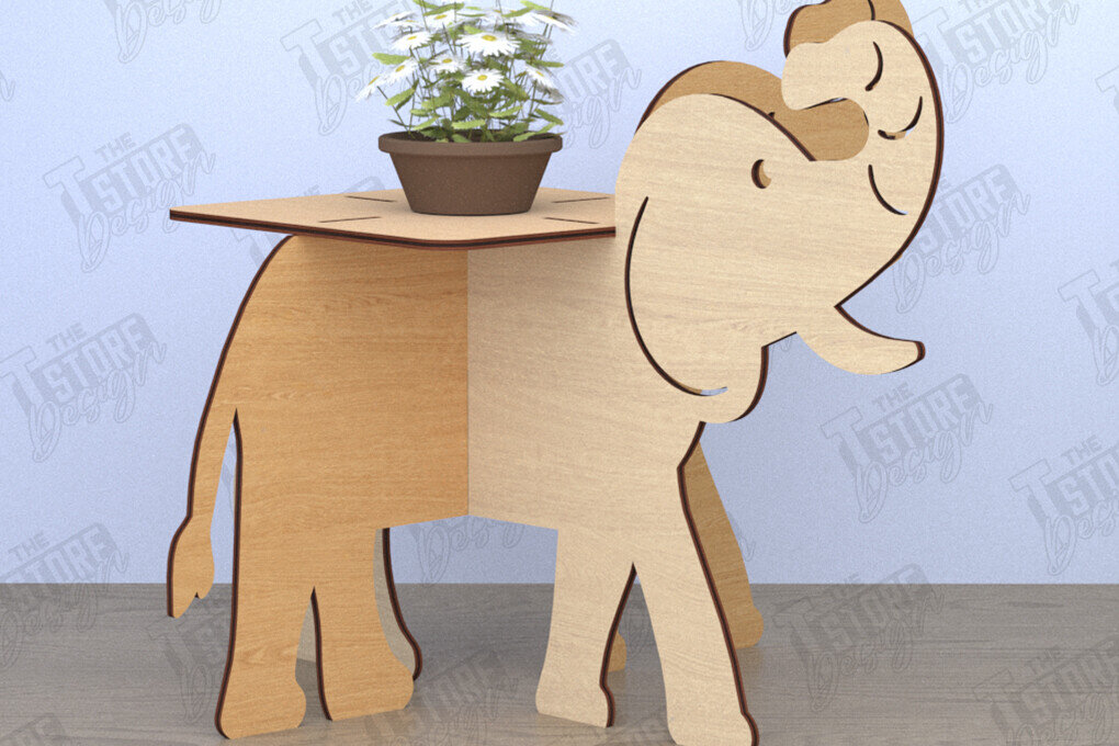 Intra απο ξύλο plywood 3mm-4mm πάχος - Στάση γλάστρας σε σχήμα ελέφαντα | CNC Δίασταση 30x20 cm INTRAFABR-119540174