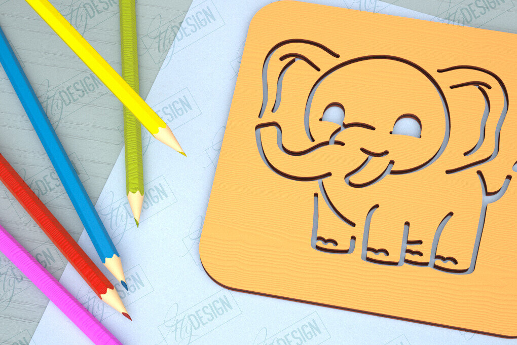 Intra απο ξύλο plywood 3mm-4mm πάχος - Πίνακας εντοπισμού ελεφάντων |Πρότυπο σχεδίασης Δίασταση 40x50 cm INTRAFABR-98131508