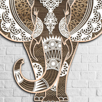 Intra απο ξύλο plywood 3mm-4mm πάχος - Elephant διανυσματικά αρχεία για  Δίασταση 20x20 cm INTRAFABR-9256164 - Image 1