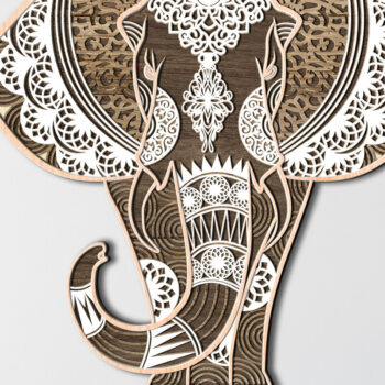 Intra απο ξύλο plywood 3mm-4mm πάχος - Elephant διανυσματικά αρχεία για  Δίασταση 20x20 cm INTRAFABR-9256164 - Image 6