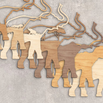 Intra απο ξύλο plywood 3mm-4mm πάχος - Elephant with Safari Scene Layered Δίασταση 20x20 cm INTRAFABR-93780015 - Image 2