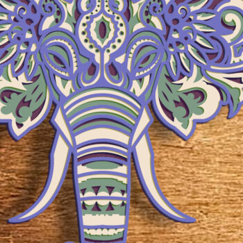 Intra απο ξύλο plywood 3mm-4mm πάχος - Elephant Zentangle Muticolor Pastel Δίασταση 30x20 cm INTRAFABR-81136741 - Image 1