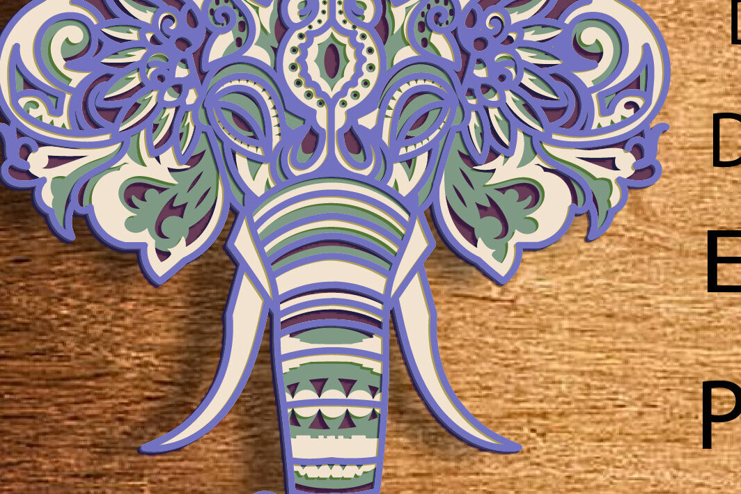 Intra απο ξύλο plywood 3mm-4mm πάχος - Elephant Zentangle  Muticolor Pastel Δίασταση 30x20 cm INTRAFABR-81136741