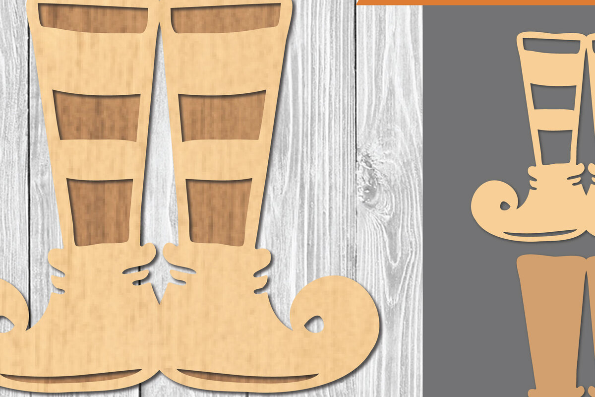 Intra απο ξύλο plywood 3mm-4mm πάχος - Elf Feet Laser Cut Decoration  1 Δίασταση 20x20 cm INTRAFABR-109511045