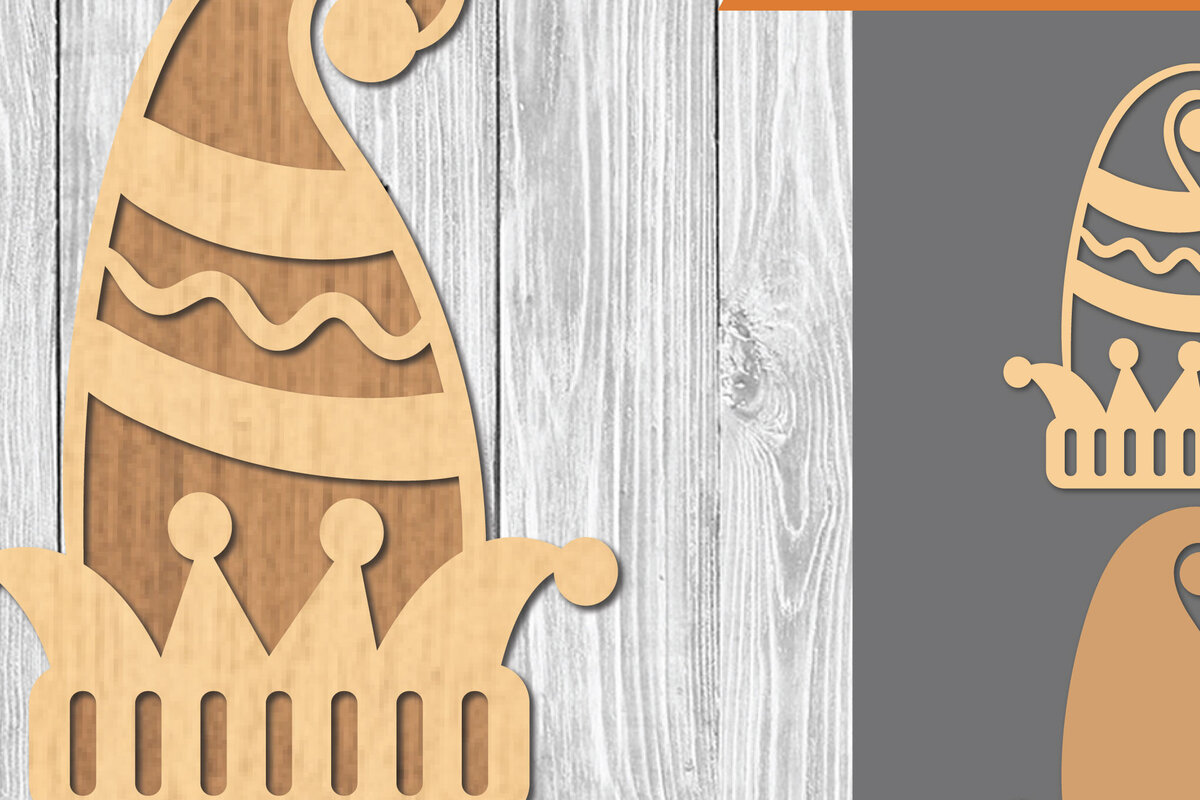 Intra απο ξύλο plywood 3mm-4mm πάχος - Elf Hat Laser Cut Decoration  Δίασταση 20x20 cm INTRAFABR-109511231