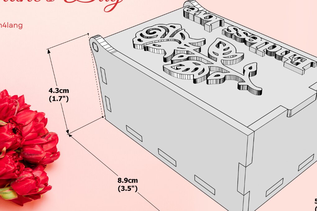 Intra απο ξύλο plywood 3mm-4mm πάχος - Κουτί δώρου Endless Love,  κοπής με λέιζερ Δίασταση 20x20 cm INTRAFABR-103682512