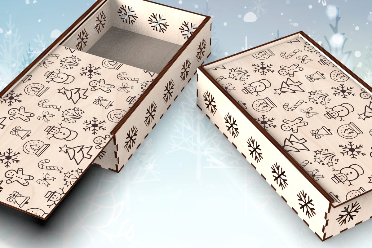 Intra απο ξύλο plywood 3mm-4mm πάχος - Χαραγμένο κουτί δώρου για τις γιορτές Δίασταση 15x15 cm INTRAFABR-109675543