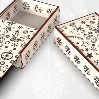 Intra απο ξύλο plywood 3mm-4mm πάχος - Χαραγμένο κουτί δώρου για τις γιορτές Δίασταση 15x15 cm INTRAFABR-109675523 - Image 2