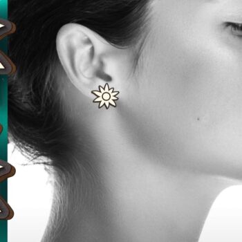 Intra απο ξύλο plywood 3mm-4mm πάχος - Σκουλαρίκια ήλιου με χαραγμένο   Δίασταση 3x3 cm INTRAFABR-122450408 - Image 1