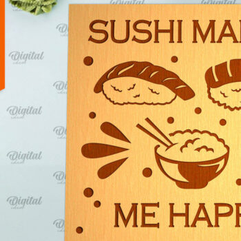 Intra απο ξύλο plywood 3mm-4mm πάχος - Χαραγμένο Sushi Board Laser Cut Δίασταση 30x20 cm INTRAFABR-98535919 - Image 1