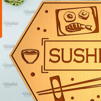 Intra απο ξύλο plywood 3mm-4mm πάχος - Χαραγμένο Sushi Board Laser Cut Δίασταση 30x20 cm INTRAFABR-98535662 - Image 1