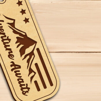 Intra απο ξύλο plywood 3mm-4mm πάχος - Μπρελόκ χαρακτικής με Mountain  Δίασταση 2x2 cm INTRAFABR-100048613 - Image 1