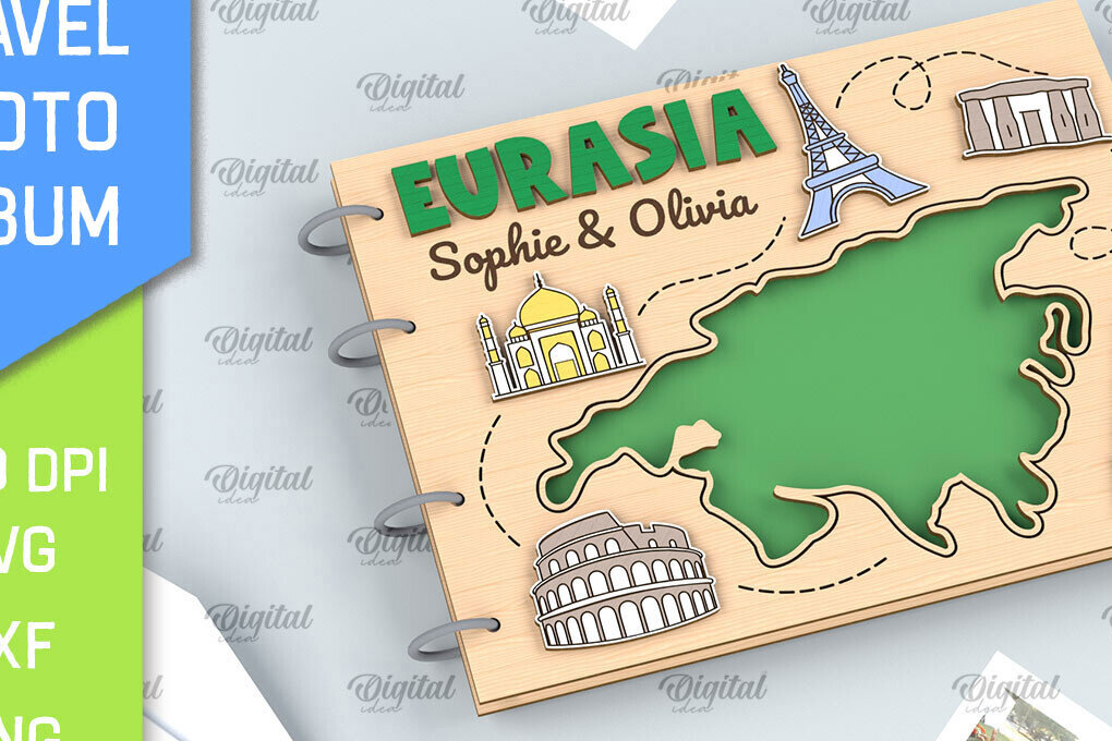 Intra απο ξύλο plywood 3mm-4mm πάχος - Ευρασία Ταξιδιωτικό άλμπουμ φωτογραφιών με λέιζερ Δίασταση 30x20 cm INTRAFABR-99194885