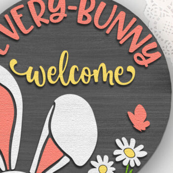 Intra απο ξύλο plywood 3mm-4mm πάχος - Κάθε λαγουδάκι καλωσορίζει , Πασχαλινή πόρτα DXF Δίασταση 15x15 cm INTRAFABR-115316006 - Image 1