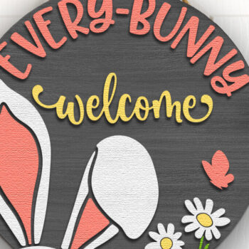 Intra απο ξύλο plywood 3mm-4mm πάχος - Κάθε λαγουδάκι καλωσορίζει , Πασχαλινή πόρτα DXF Δίασταση 15x15 cm INTRAFABR-115316006 - Image 2