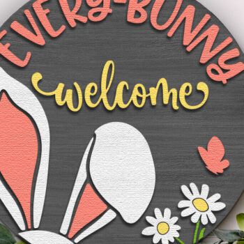 Intra απο ξύλο plywood 3mm-4mm πάχος - Κάθε λαγουδάκι καλωσορίζει , Πασχαλινή πόρτα DXF Δίασταση 15x15 cm INTRAFABR-115316006 - Image 3