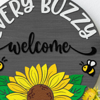 Intra απο ξύλο plywood 3mm-4mm πάχος - Κάθε Buzzy Welcome , Bee Door Sign Δίασταση 30x20 cm INTRAFABR-117430125 - Image 1