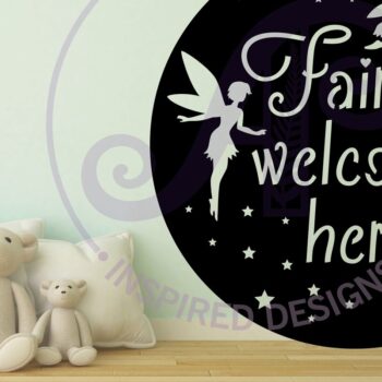 Intra απο ξύλο plywood 3mm-4mm πάχος - Fairies Welcome Here Επιτοίχια επιγραφή, Δίασταση 30x20 cm INTRAFABR-87699146 - Image 2