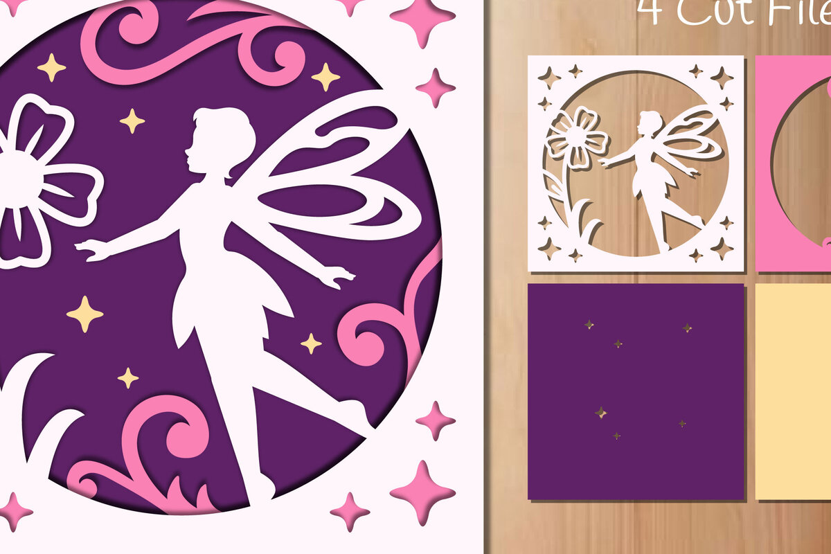 Intra απο ξύλο plywood 3mm-4mm πάχος - Νεράιδα και λουλούδια με στρώσεις Papercut  Δίασταση 20x20 cm INTRAFABR-85899063