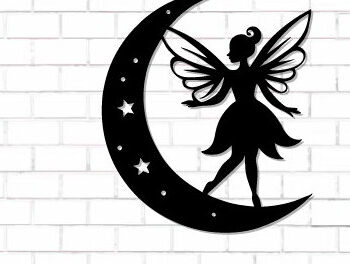 Intra απο ξύλο plywood 3mm-4mm πάχος - Fairy and Moon Wall Art Laser Cut Δίασταση 40x50 cm INTRAFABR-122528504 - Image 1