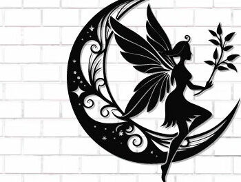 Intra απο ξύλο plywood 3mm-4mm πάχος - Fairy and Moon Wall Art Laser Cut Δίασταση 40x50 cm INTRAFABR-122528601 - Image 1