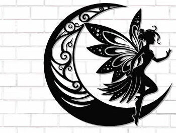 Intra απο ξύλο plywood 3mm-4mm πάχος - Fairy and Moon Wall Art Laser Cut Δίασταση 40x50 cm INTRAFABR-122528671 - Image 1