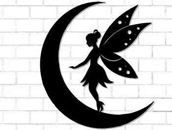 Intra απο ξύλο plywood 3mm-4mm πάχος - Fairy and Moon Wall Art Laser Cut Δίασταση 40x50 cm INTRAFABR-122527984 - Image 1