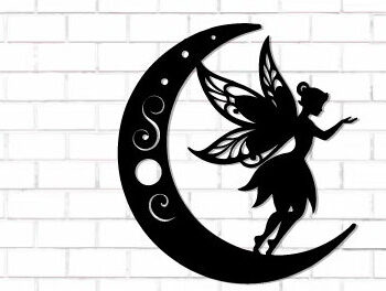 Intra απο ξύλο plywood 3mm-4mm πάχος - Fairy and Moon Wall Art Laser Cut  Δίασταση 40x50 cm INTRAFABR-122528069 - Image 1