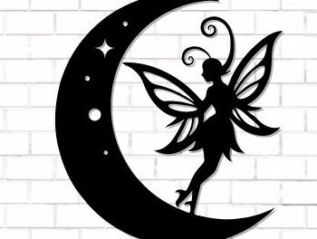 Intra απο ξύλο plywood 3mm-4mm πάχος - Fairy and Moon Wall Art Laser Cut  Δίασταση 40x50 cm INTRAFABR-122528203 - Image 1